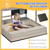 Caixa de areia de madeira de abeto natural Montessori Eco 3 em 1, cozinha e brincadeiras aquáticas com cobertura e cobertura solar | 3-8 anos
