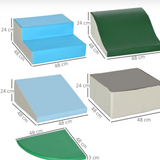 Grote zachte speeltoestellen voor binnen | Montessori 6-delige schuimspeelset met treden | Blauw & Groen | 18 maanden op