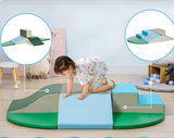 Veľké Soft Play vybavenie | Montessori 6 dielna penová hracia súprava so schodíkmi | Modrá a zelená | 18 mesiacov+