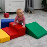 Stort indendørs blødt legeudstyr | Montessori 6-delt skumlegesæt med trin | Lyse farver | 6 måneder+
