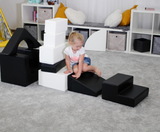 X-Large Soft Play Equipment | Montessori 10 Piece Foam Play Set | Black White | 6 months+