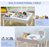 Escritorio infantil Montessori | tapa reversible | tablero de lego | almacenamiento y silla | blanco y gris | 3 años+
