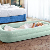 Γρήγορη συναρμολόγηση φουσκωτό φορητό παιδικό κρεβάτι ταξιδιού | χοντρό στρώμα, τσάντα μεταφοράς & αντλία αέρα | μέντα πράσινο | 3-8 ετών