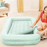 Quick Assemble Inflatable Portable Kids Travel Bed | Thick Mattress, Carry Bag  with Air Pump | Mint | 3-8 Years