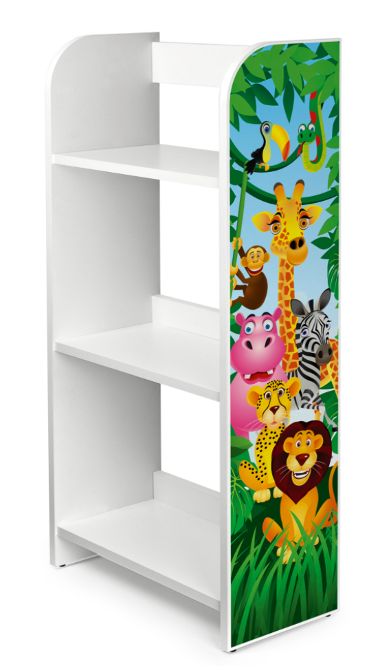 Kids Jungle Joy BookCase | Childrens Bookcase | Kids Bookshelf | White | 1.02m High