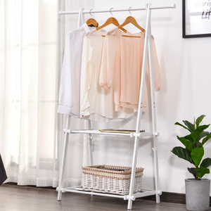 Large Modern Space Saving Folding Dressing Rail with Shoe Rack | White | 1.5m High