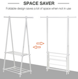Large Modern Space Saving Folding Dressing Rail with Shoe Rack | White | 150cm High 