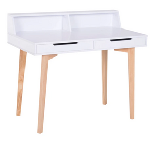 Children's Scandi-Design Homework Computer Desk | Drawers | Natural & White | 6 Years+