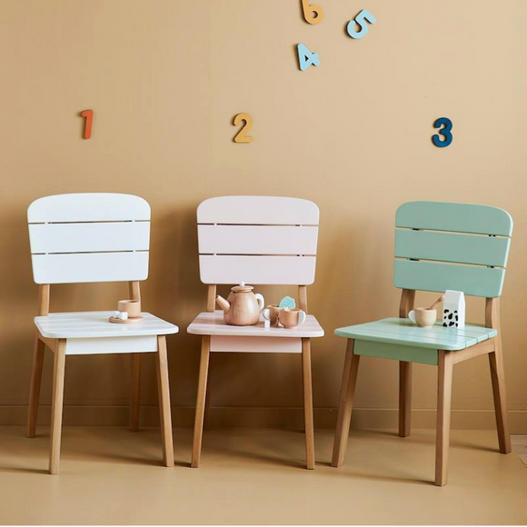 Children's Indoor and Outdoor Chair | Chair for Homework Desk | White or Pistachio Green | 3-7 years