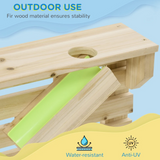 Kinder Montessori Öko Wasserwand aus natürlichem Tannenholz | Sand- und Wasserspiel mit 18 Zubehörteilen | 3 Jahre+