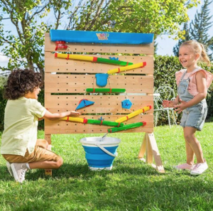 Montessori Outdoor Eco Holz Wasserwand | Sand- und Wasserspiel mit Zubehör | 3 Jahre+