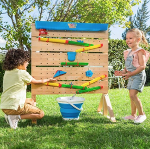 Mur d’eau en bois écologique extérieur Montessori | Jeu de sable et d'eau avec accessoires | 3 ans+