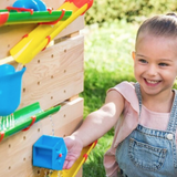 Muro d'acqua per bambini Montessori in eco legno da esterno | Giochi con sabbia e acqua con accessori | 3 anni+