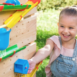 Kids Montessori Outdoor Eco Wood Water Wall | Sand and Water Play with Accessories | 3 Years+