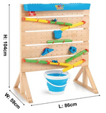 Parede de água de madeira ecológica externa Montessori infantil | Brincadeira de areia e água com acessórios | 3 anos ou mais