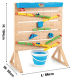 Barns Montessori Outdoor Eco Wood Vattenvägg | Sand och vatten Lek med tillbehör | 3 år+