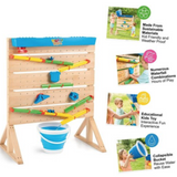 Montessori Öko-Holz-Wasserwand | Sand- und Wasserspiel mit Zubehör | 3 Jahre+