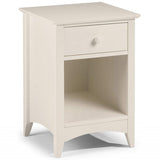 This white ivory bedside table has a clean classic look to suit a wide range of styles with drawer & open cupboard