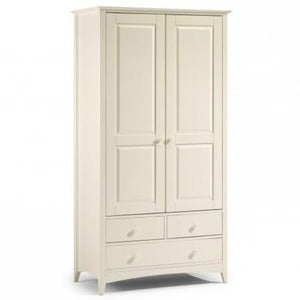 Notre armoire de chambre d'enfant à 2 portes et 3 tiroirs convient à une grande variété de styles de chambre d'enfant avec rail pleine largeur et étagère supérieure.