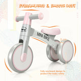 3 Biciclette per l'equilibrio del bambino con ruote silenziose e girello per neonati | Rosa