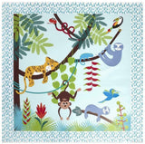 Questo tappetino antispruzzo impermeabile di 120 x 120 cm presenta animali della giungla super carini per divertire e deliziare il tuo bambino.