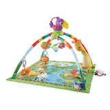 Bright colours, patterns & lights on this baby gym offer stimulation while textures and sounds stimulate baby's senses.