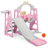 This swing set with slide and basketball is perfect for younger children.