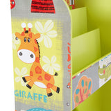Bookshelf with safari-themed design