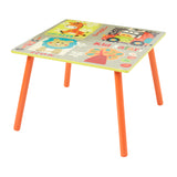 Table carrée en bois robuste avec un design de safari dans la jungle coloré
