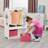 Wooden Children's Clothes Rail with Storage & Mirror