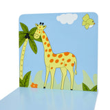 Wooden chair with colourful giraffe design