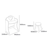 Размеры детского туалетного столика и табурета Ш62,5 x Г34 x В81,5 см