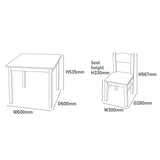 White square table and chair set dimensions: Table W60 x D60 x H53.5cm
