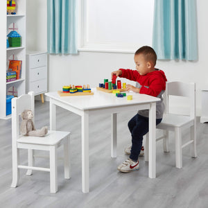 Mesa y sillas de madera modernas blancas para niños