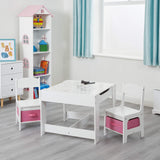 Ensemble table et 2 chaises en bois 4 en 1 pour enfants avec tableau blanc effaçable à sec