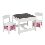 Set aus Holztisch und 2 Stühlen für Kinder mit umkehrbaren Tischplatten