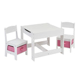 4-in-1-Holztisch und Stühle für Kinder mit umkehrbaren Tischplatten