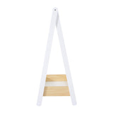 Kids white and natual pine dressing rail with storage