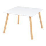 Montessori Scandi-Design Kratzfester Tisch aus weißem und Kiefernholz mit 2 Stühlen im Set | 2 Jahre+