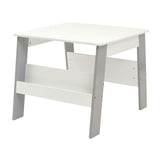 Bielo-sivý stolík s policou a úložným priestorom