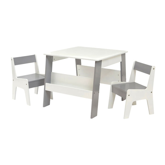 A stylish and modern kids table and two chairs set
