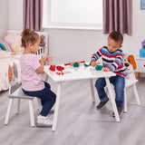 Children's Wooden Table and 2 Chair Set with Cat & Dog Design.