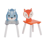Zestaw stolika i 2 krzeseł dla dzieci leśnych zwierząt | Lis i wiewiórka | 2 lata +