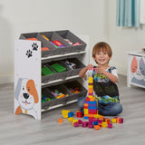 Childrens 9 Bin Toy Storage Unit | Cat & Dog Design | Montessori Toy Box