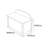 Dimensions du coffre à jouets en bois H47,5 x L68 x P37,5 cm