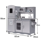モンテッソーリにインスピレーションを得たおもちゃのキッチン | 電話 | 黒板 | 電子レンジ | リアルなサウンドとアクセサリー | グレー