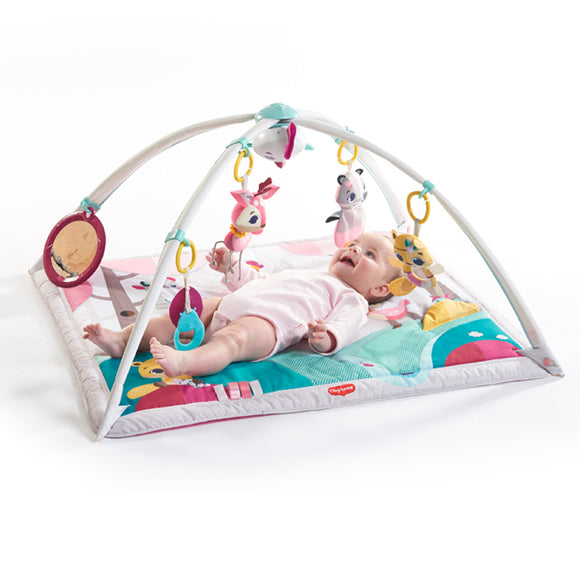 This multi sensory 2-in-1 woodland friends baby play mat with a super cute bird toy offers engaging lights & music