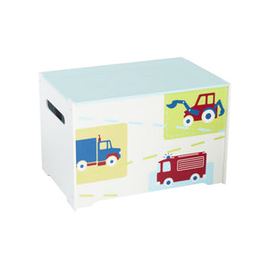 Tidy up time will be part of play time with our fabulous 'Trucks n Tractors' vehicles toy box, ideal for kids' bedrooms and play room