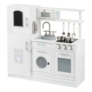 Деревянная игрушечная кухня Монтессори | микроволновая печь | стиральная машина | печь | холодильник | телефон | кастрюли и посуда