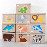 Складная детская коробка для игрушек с откидной крышкой | Прочный холст | Многочисленные рисунки животных | 3D Аппликация
